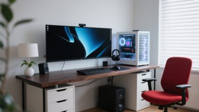 Decoração de mesa de computador