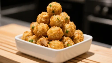 Receita Bolinho de arroz com frango e aveia