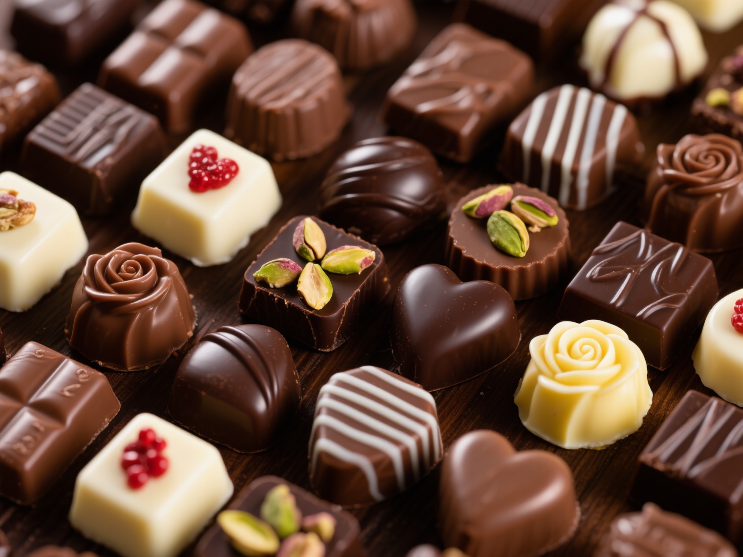 Várias sobremesas fáceis e coloridas expostas para venda